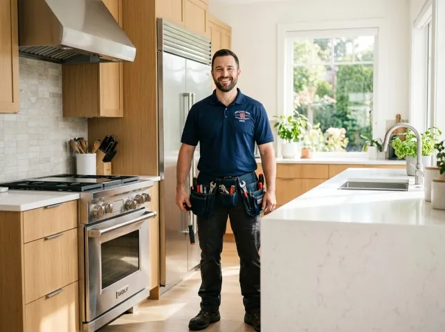 Appliance Repair Hero technician in a Armonk, NY kitchen after an appliance repair